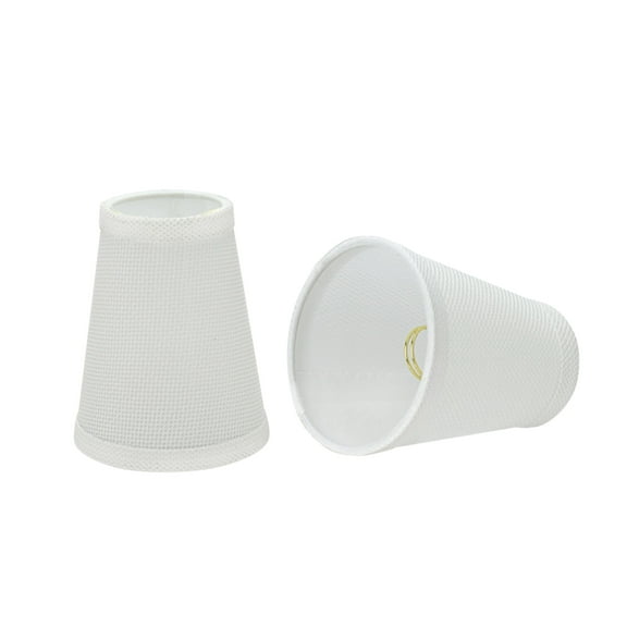 Aspen Creative 32662-2 Small Hardback Empire Shape Chandelier Clip-On Lamp Shade Set (2 Pack), Transitional Design in White, 4" bottom width (2 1/2" x 4" x 5" )