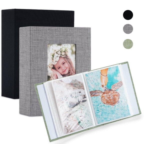 BrilhoGlee 3 Pack Photo Album 4x6 Pictures, Small Linen Slip-in Photo Albums Book for 100 Photos with 50 Pockets, Loader Vertical Only Picture for Wedding, Travel, Anniversary