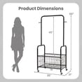 thumbnail image 3 of ELLEGNT Heavy-Duty Rolling Laundry Cart with Hanging Rod, Side Hooks & Storage Basket – Lockable Wheels, Black, 3 of 12