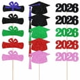 thumbnail image 6 of 6 Pcs Graduation Centerpieces Sticks for Tables Toppers,Glitter Graduation Cutouts Cap Sticks,Vase Decor Confetti,Graduation Decoration 2026,Table Toppers for Graduation Decorations,Black, 6 of 7