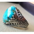 thumbnail image 4 of Arizona Turquoise Ring, Silver Jewelry, 925 Silver Ring, Father's Day, Plain Solid, Natural Turquoise, December Birthstone Ring, Heavy Mens Ring, Spiritual Healing Gemstone, Christmas, Tiny Mens Ring, 4 of 6