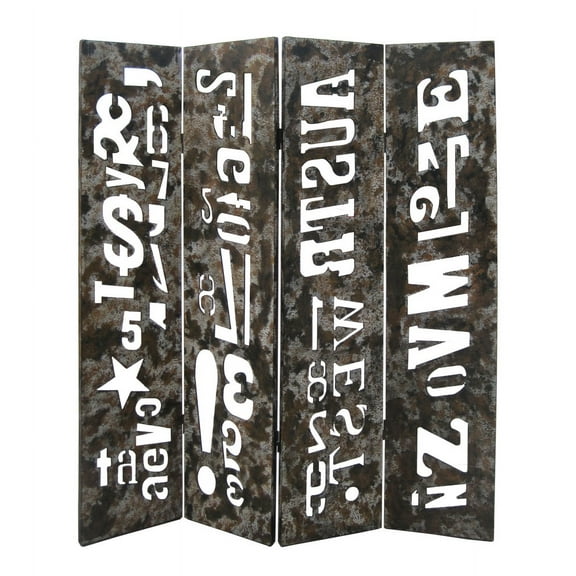 1" x 60" x 71" Brown Distressed Wooden  Screen