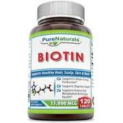 Pure Naturals Biotin 15000 mcg 120 Tablets (Non-GMO) Supplement