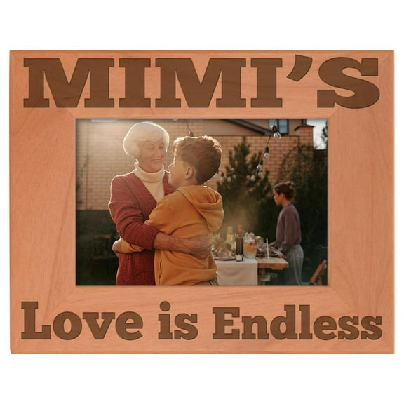 ThisWear Mother's Day Gift Mimi's Love is Endless Natural Wood Engraved 4x6 Landscape Picture Frame Wood