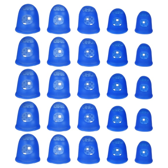 Uxcell Rubber Finger Tips Office 5 Sizes, 40 Pcs Guitar Fingertip Protector Silicone Thimbles for Hand Sewing Paper Sorting Money Counting Guitar Playing, Dark Blue