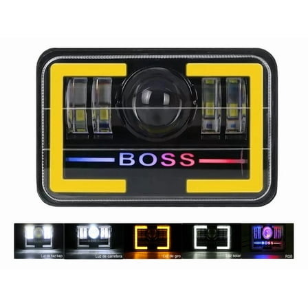 Applies to 4x6 Square LED Headlight Angel Eye High/Low Beam 55W