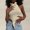 Beige, variant on Backless Solid Women's Wool Vest High Irregular Summer Top Beige S