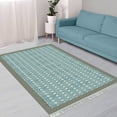 thumbnail image 2 of Casavani Handmade Blue Cotton Dhurrie Square Dining Room Carpets Home Decor Kilim 7x7 feet, 2 of 5