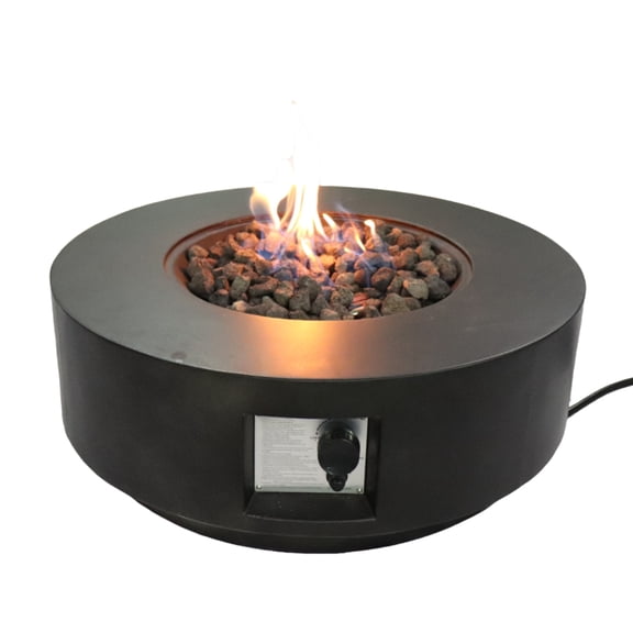 11" H x 30" W Fiber Reinforced Concrete Propane Gas Outdoor Fire Pit Table with Lid