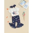 thumbnail image 3 of Hirigin 4th Of July Outfit Baby Girl Romper Flare Pants Set Infant Bodysuit Bell Bottoms Headband 3 6 9 12 18 Months Summer Clothes, 3 of 8