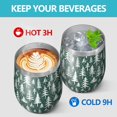 thumbnail image 4 of 12oz Stemless Wine Tumblers Green Christmas Tree Pattern Vacuum Insulated Stainless Steel Travel Tumbler Cups Mug with Lid and Straw for Champaign,Cocktail,Beer with Cleaning Brush, 4 of 5