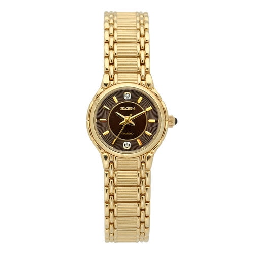Elgin ELGIN LADIES CASUAL BROWN DIAL GOLD WATCH