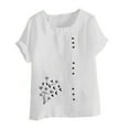 thumbnail image 4 of iHengLiXing 2025 Plus Size Spring Tops for Womens Dressy Casual Women Fashion Casual Linen Top Printed Short Sleeve Button T-shirt Blouse Top White XL, 4 of 4