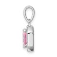 thumbnail image 2 of Sterling Silver Rhodium Plated Clear CZ and Square Pink CZ Pendant QP5265OCT, 2 of 4