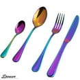 thumbnail image 2 of Spencer Rainbow Buffet Flatware Set, 4 Piece Stainless Steel Dinner Steak Knife Fork Tea Spoons Utensils Cutlery Service for 1 "Rainbow", 2 of 8