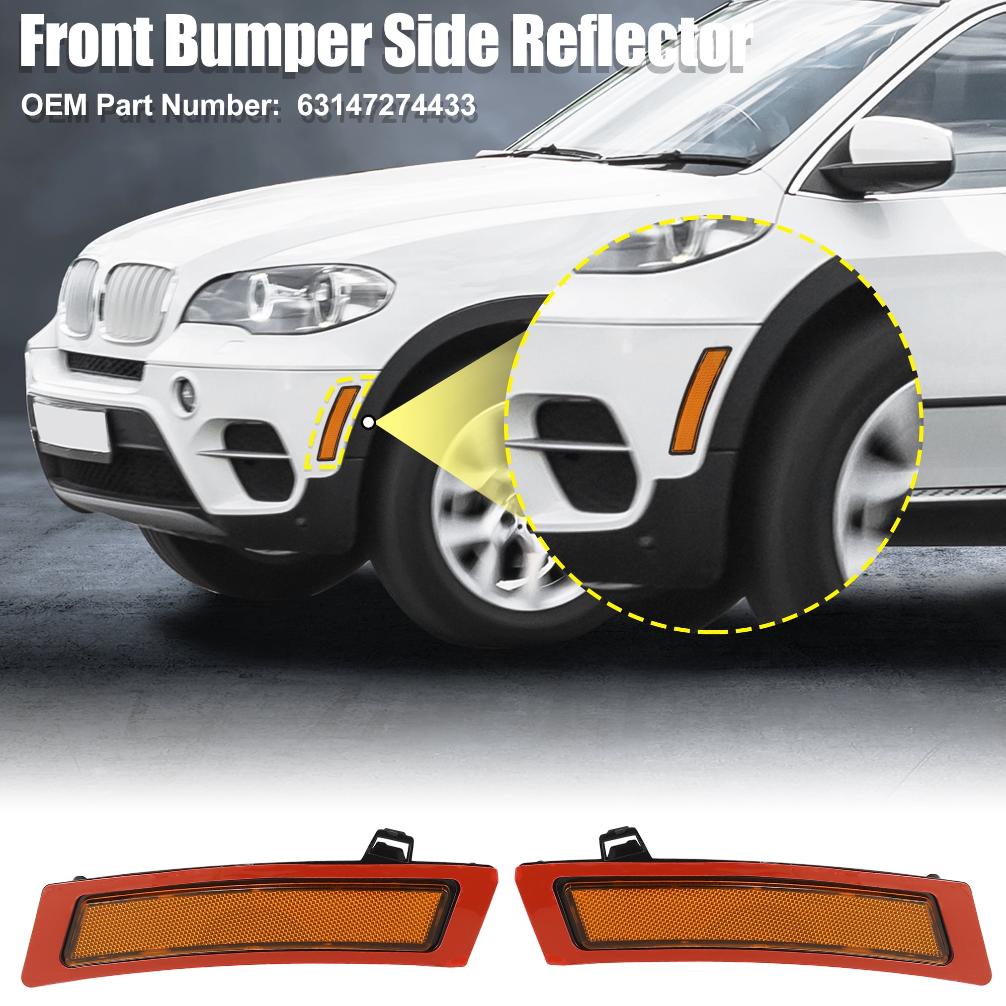 Unique Bargains Front Bumper Reflector Side Marker for BMW X5 2011-2013 Yellow