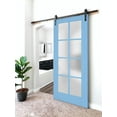 thumbnail image 3 of Sturdy Barn Door Frosted Glass | Veregio 7412 Aquamarine | 6.6FT Rail Hangers Heavy Hardware Set | Solid Panel Interior Doors-36" x 96"-Black Rail, 3 of 6