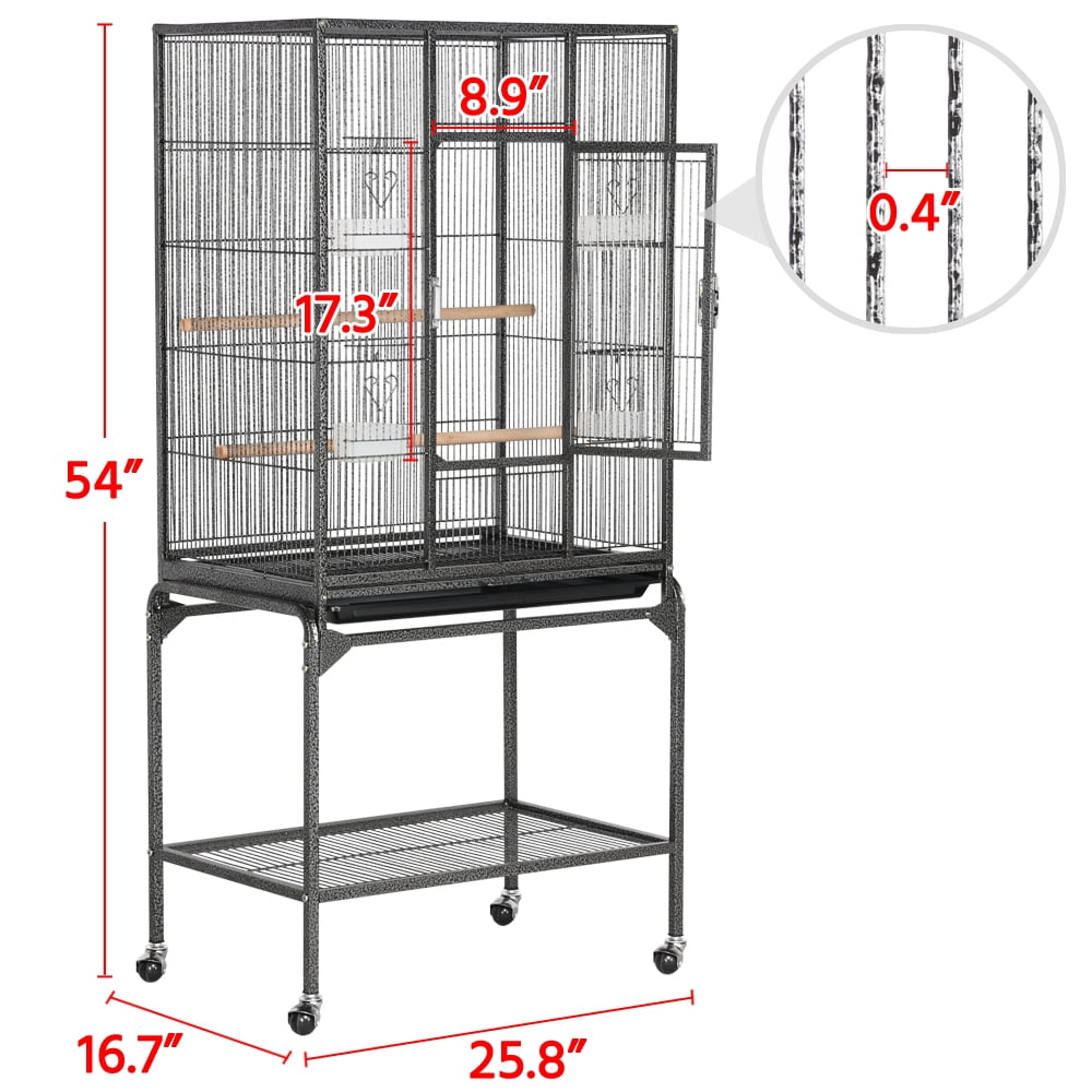 Alden Design 54"H Metal Pet Cage with Detachable Stand for Small Animal , Black