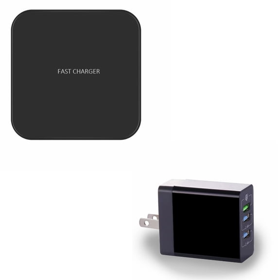 7.5W and 10W Fast Wireless Charger w 6.8Amp 34W Home Wall USB Adapter Y3E for iPhone 11 Pro Max - BLU G9 Pro - BOLD N1 - Google Pixel 4 XL - LG G8X ThinQ - Samsung Galaxy Note 10 Plus Fold