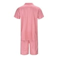 thumbnail image 4 of MNCEKFOD Two Piece Shorts Sets for Men Silm Fit Short Sleeves Zipper V Neck Shirts with Drawstring Shorts Leisure Tracksuit Pink L, 4 of 8