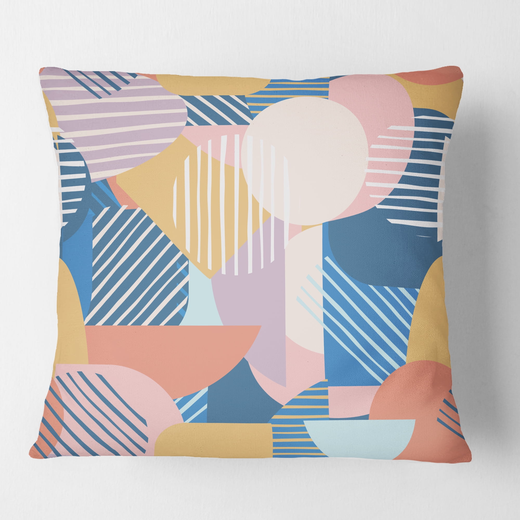 Designart Trendy Contemporary Geometry Shapes Pattern' Mid-Century Modern Throw Pillow - 18x18