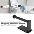 thumbnail image 2 of Toilet Paper Holder Self Adhesive Kitchen Washroom Adhesive Holder No Drilling for Bathroom Stick on Wall Stainless Steel Brushed - Black, 2 of 8