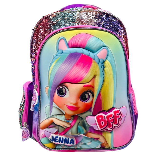 Mochila Escolar Primaria Niñas BFF JENNA Estampado 3D Lentejuela Multicolor