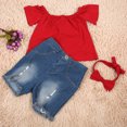 thumbnail image 2 of Trajes de verano para niña, 3 piezas de ropa de verano para niña y bebé, trajes vaqueros para niña construidos para precisión, 2 of 8