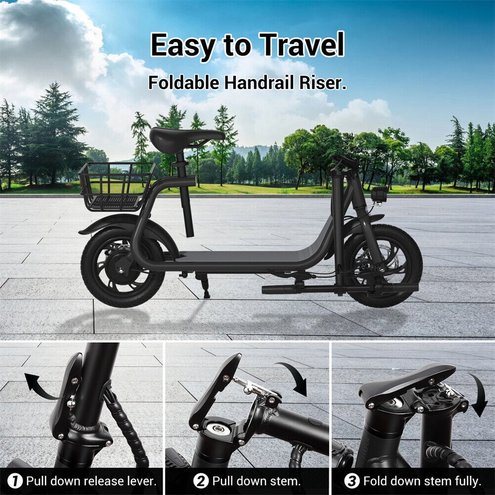 Lohoms 450W Electric Bicycle for Adults, Folding Electric Bike E-Bike Commuter Foldable Scooter with Seat