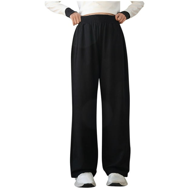Odeerbi 3-15 Años Niños Niñas Pantalones Pata Ancha Algodón Verano Casual Cintura Elástica Color Sólido Pantalones Pata Recta