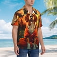 thumbnail image 3 of Susaid Sunset Meditating Dog Print Short Sleeve Shirts Button Down Casual Shirts Summer Beach Aloha Button Down Short Sleeve for Men ,X-Large, 3 of 7