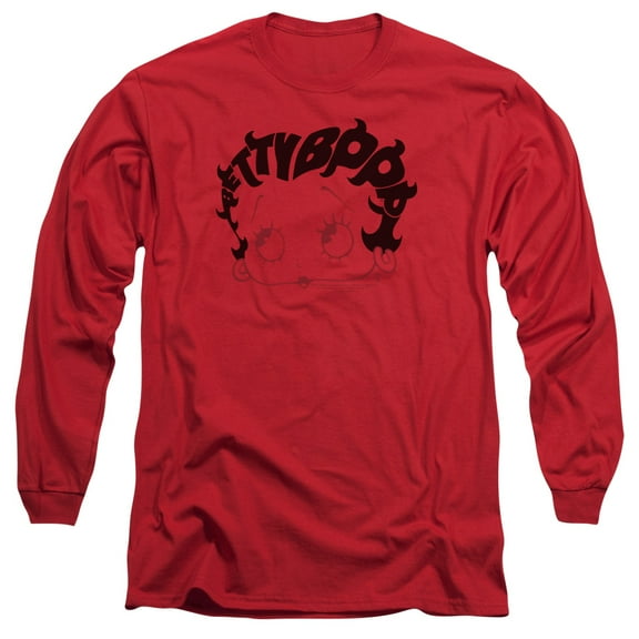 Betty Boop Men's Word Hair Long Sleeve Large Red