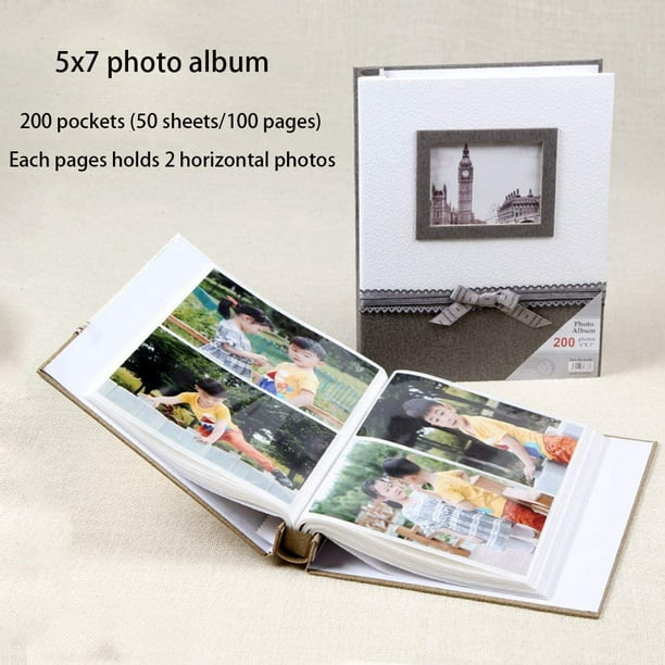 Album photo avec pochettes pour 200 photos 4x6 ou 5x7, album photo