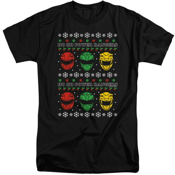 Power Rangers Ho Ho Power Rangers Ugly Christmas Unisex Adult Tall T Shirt,Black, 3X-Large