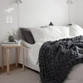 thumbnail image 3 of BOLLSLEY White Acrylic Fibres Chunky Knit Throw, 100” x 120”, 3 of 6