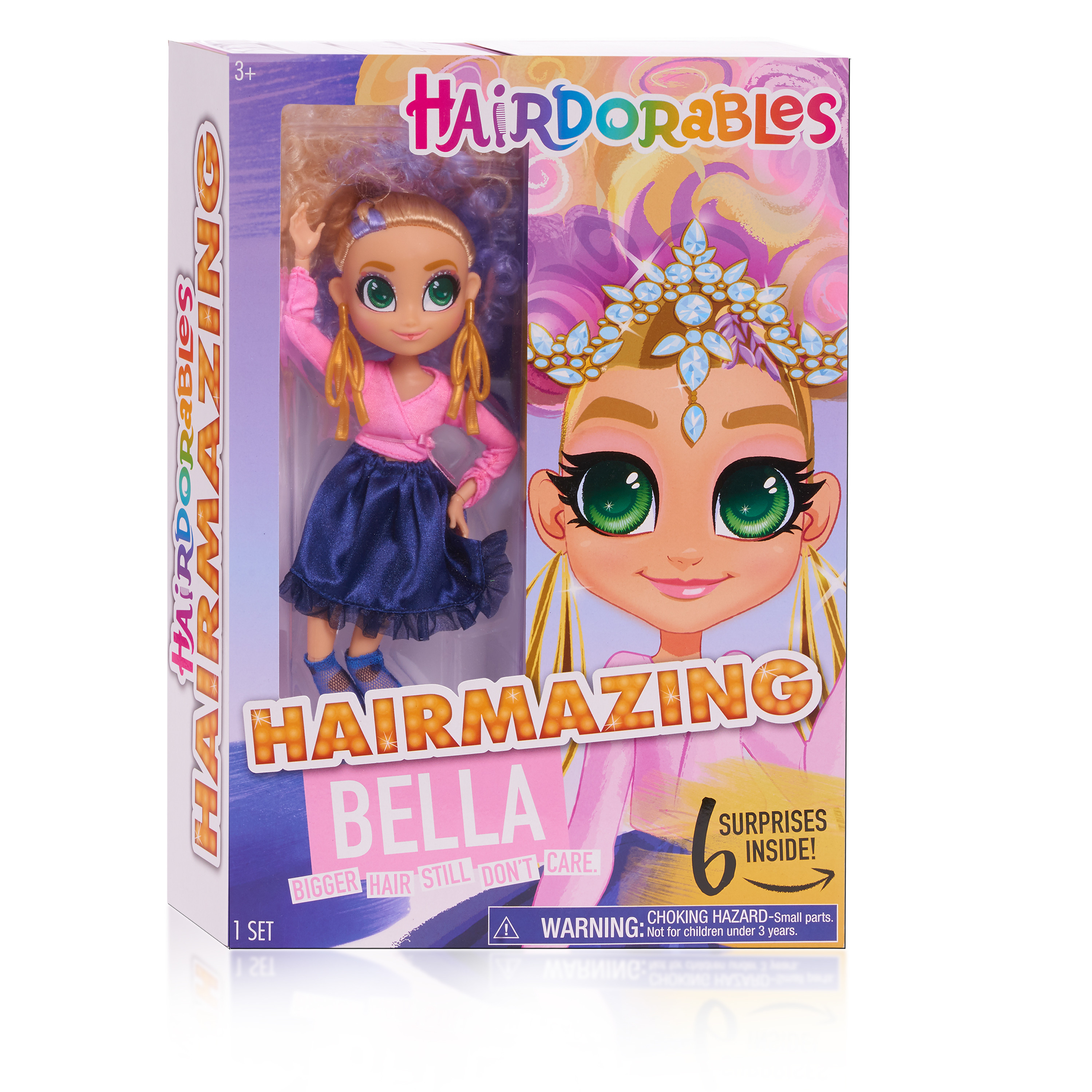 Hairdorables Hairmazing Bella Fashion Doll, Blonde and Purple Curly Hair, Pink Outfit, Ballerina Dancer,  Kids Toys for Ages 3 Up, Gifts and Presents - image 5 of 5