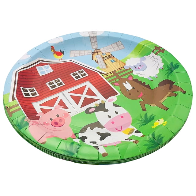 Vaca de granja, rancho, polluelo, animal, vajilla para fiesta de cumpleaños infantil, bandeja de papel, vaso de papel, pañuelos de papel, decoración, suministros para fiesta