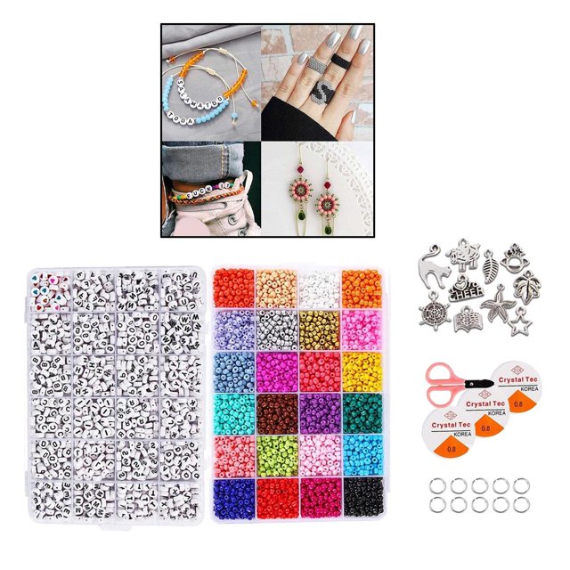 de fabricación de joyas de de semillas de de 4 mm para bricolaje, pendientes, pulseras, collares, con de letras, cordón elá perfecl Cuentas de semillas pequeñas