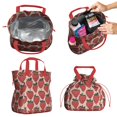 thumbnail image 2 of Pink Strawberry Plants Fruit Drawstring Lunch Bag Women - Drawstring Lunch Bag Insulated for Work Office - Stain-Resistant Large Lunchbags for Women with Multi-Pockets, 2 of 6