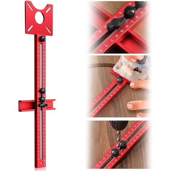 4 in 1 Router Milling Groove Bracket Aluminum Alloy Router Circle Cutting Jig Adjustable Circle Cutting Guide Cabinet Hardware Multifunctional Jig Suitable for Woodworking(Common)