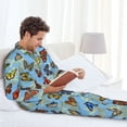thumbnail image 6 of Lsque Multicolored Butterflies Pattern Long Sleeve Pajama Set for Men - Soft 2-Piece Sleepwear and Loungewear Set with Pockets, Comfy Nightwear-Small, 6 of 7