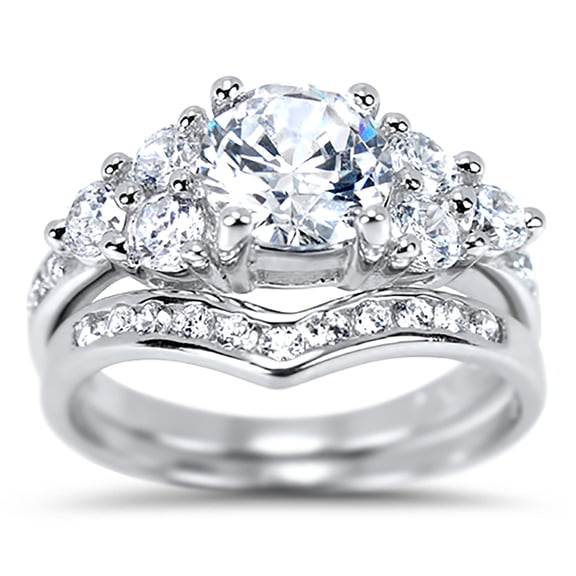 LaRaso & Co CZ Engagement Wedding Bride Set Engagement Rings for Women Size 7