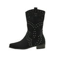 thumbnail image 2 of Viluyesy Womens Western Boots, Low Heels Pointed Toe Zipper Stitched Mid Calf Cowboy Boots Black US7, 2 of 9