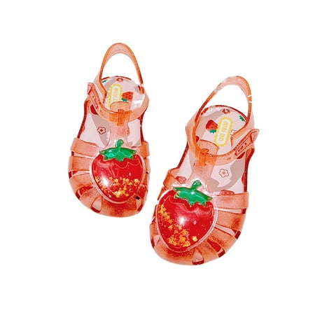 

Sanviglor Girl s Princess Shoes Beach Flat Sandals Summer Jelly Sandal Party Lightweight Cute Casual Ankle Strap Strawberry 10C
