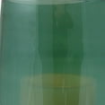 thumbnail image 3 of HomeRoots 8" Green And White Glass Tabletop Hurricane Candle Holder With Candle, 3 of 7
