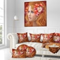 thumbnail image 3 of Designart Woman with Autumn Flowers - Abstract Portrait Throw Pillow - 18x18, 3 of 5
