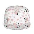 thumbnail image 2 of Daiia Heart Panda print Flat Bill Hats Flat Brim Trucker Cap Baseball Cap Adjustable Classic Low Profile Hat Unconstructed Plain Cap, 2 of 9