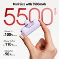 thumbnail image 2 of Cargador portátil iWalk 5500 mAh 22,5 W de carga rápida morado, 2 of 6