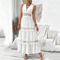 thumbnail image 5 of Levmjia Women's Sleeveless V Neck Maxi Dress Lace Trim Tiered Boho Dress Casual Summer Beach Dress with Eyelet Detail, 5 of 7