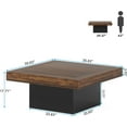 thumbnail image 3 of Tribesigns Farmhouse Coffee Table Square LED Coffee Table Wood Coffee Table for Living Room, 3 of 5